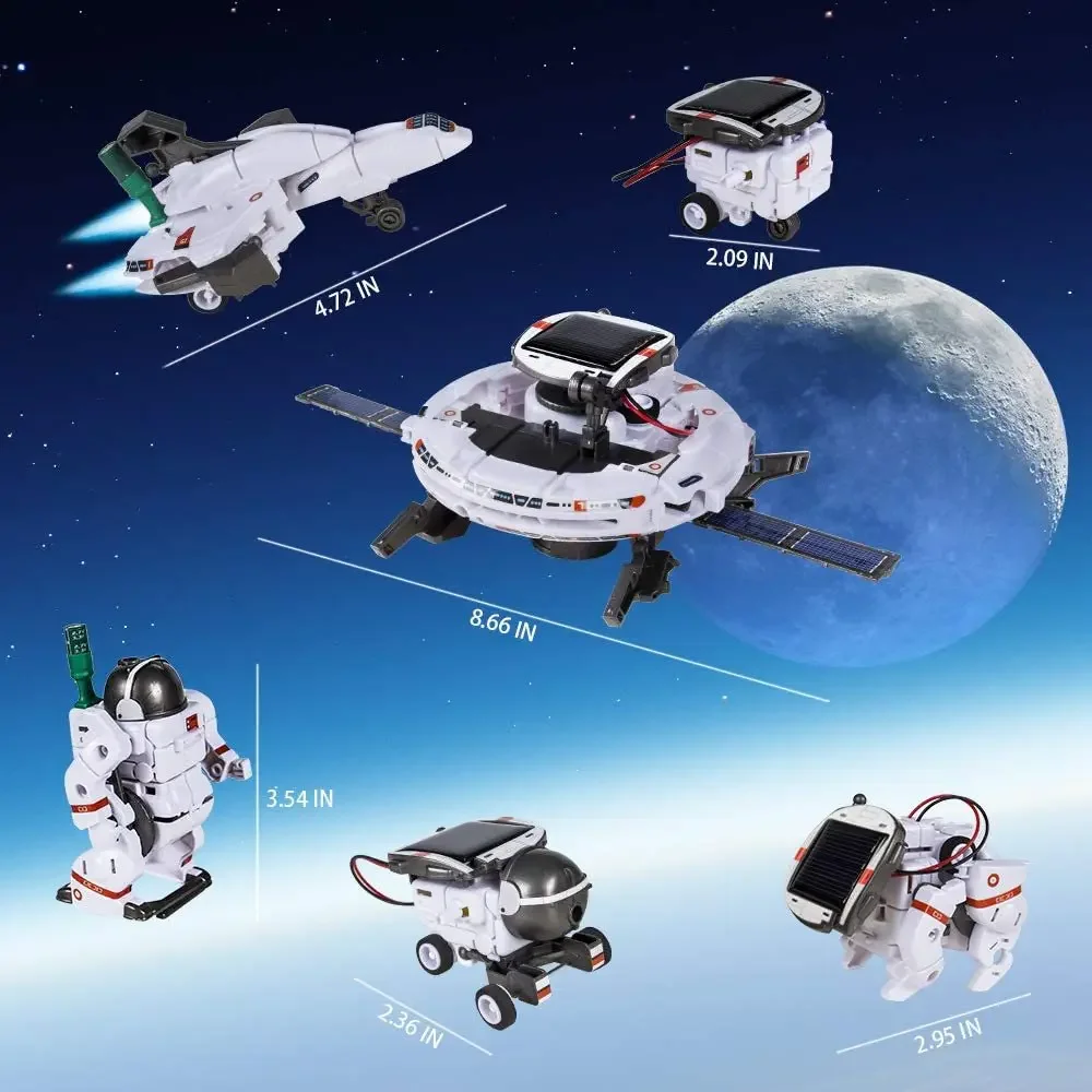 6-in-1 Solar Space Robot, Spacecraft Designs & Solar Powered, Develops Engineering Thinking and Space Knowledge for Ages 8-14