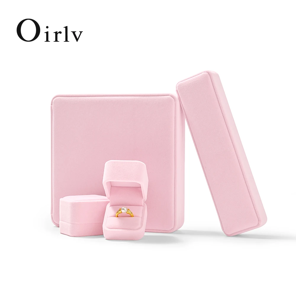 Oirlv Velvet Jewelry Gift Box Set, Ring Box, Bracelet Storage Case, Pendant Box,Jewelry Display Box for Wedding, Engagement,Proposal, Birthday and Anniversary (Pink)