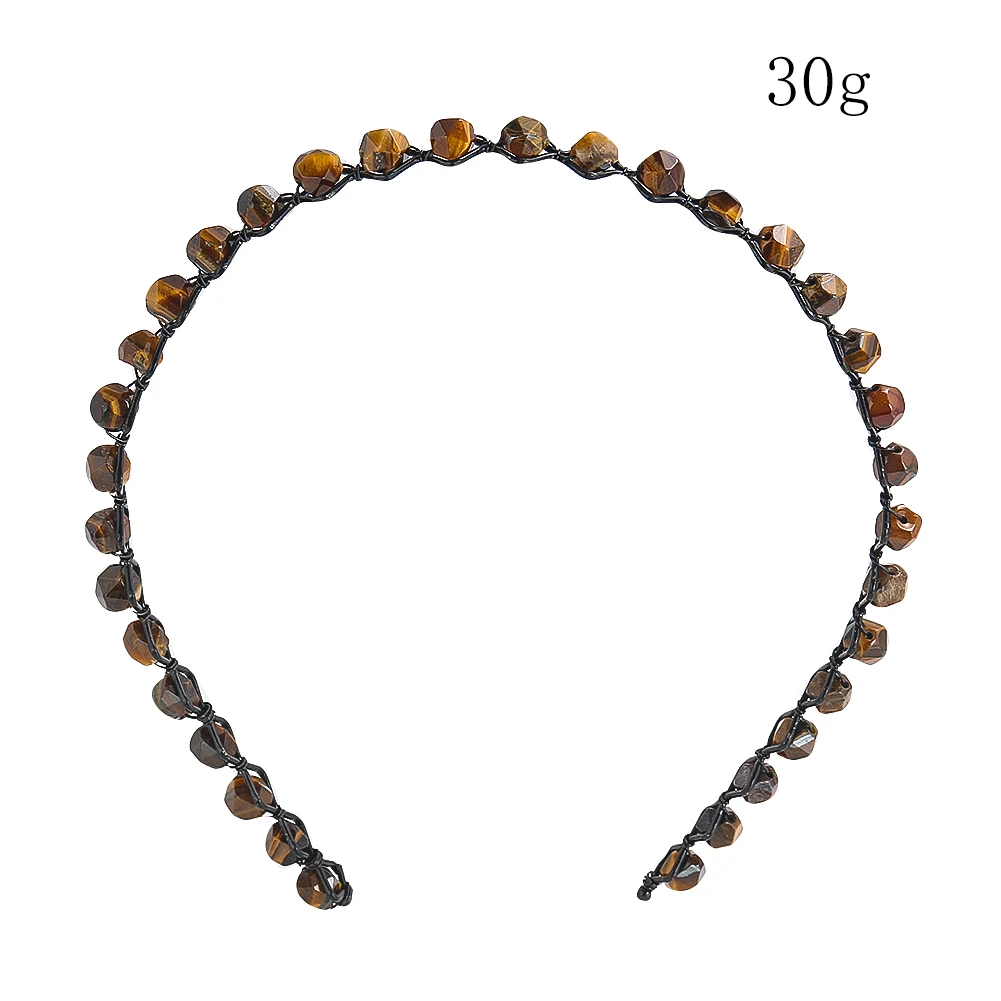 ナチュラルマカダムファセットビーズ織りヘアフープクリスタルタイガーアイストーンアクセサリー目に見えないバンドル髪の装飾ジュエリー