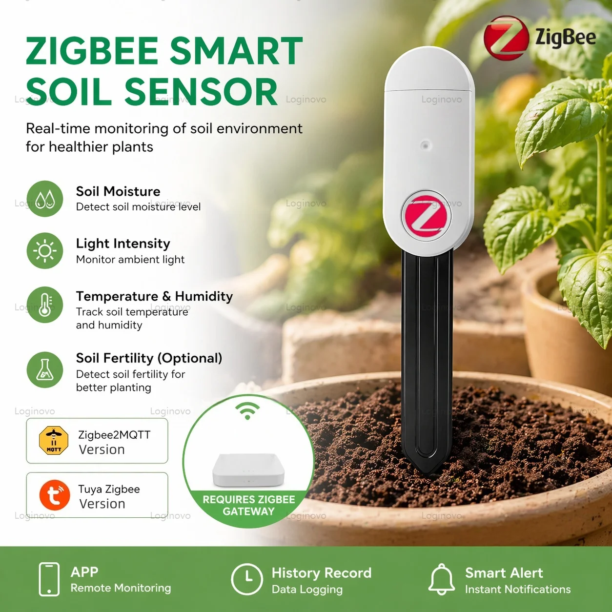 

Датчик влажности почвы Zigbee, тестер плодородия, измеритель температуры, влажности и освещенности для умного дома и сада, совместим с 2MQTT TUYA Smart Life