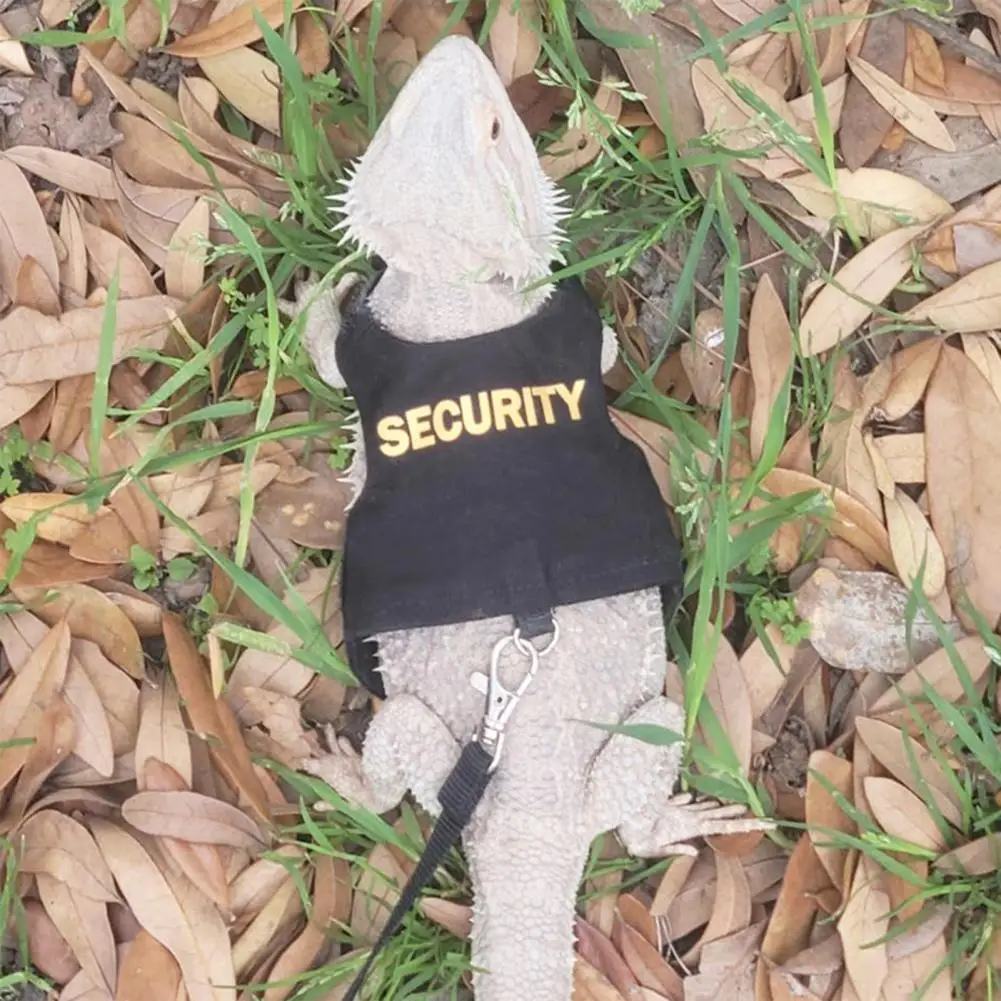 Lizard Leash Harness Soft Padding Reptile Bearded Dragon Vest Top with Hook And Loop Small Animals Security Print Clothes