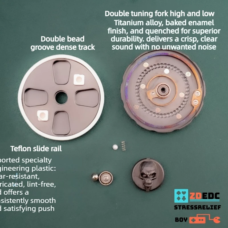 ZDEDC Zero-Degree Tuning Fork Buckminsterfullerene Rotating Push Skull Clinking Dense Paragraph Card Pushing Decompression Toy