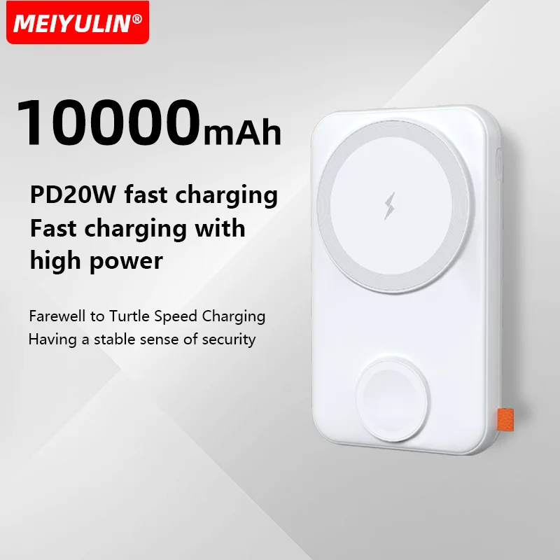 Bezprzewodowy Power Bank 10000mAh Szybka ładowarka 3w1 do Apple Watch iPhone Samsung Magnetyczny Powerbank PD20W Zewnętrzna bateria zapasowa