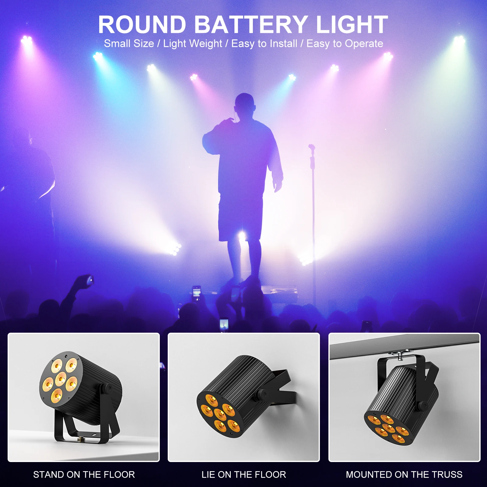 4PCS/SET 6LEDs Par Light RGBWA UV LED Projection Light DMX/Remote Control Stage Effect Lighting for Bar Club Party Wedding