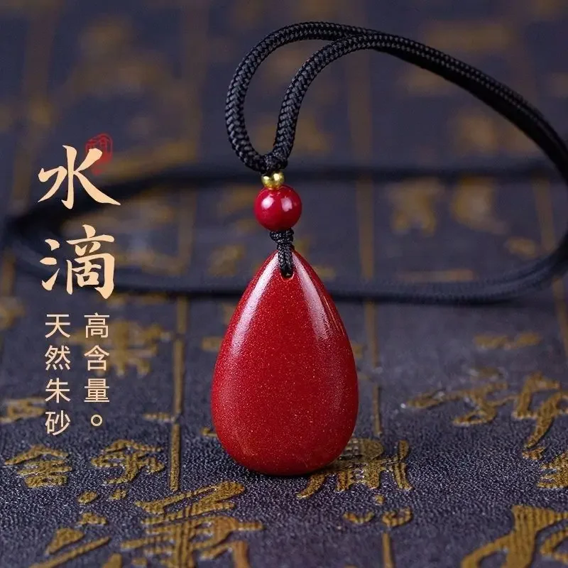 Pure Natural Vermilion Sand Pendant Authentic High Content Purple Gold Sand Water Drop Pendant Necklace