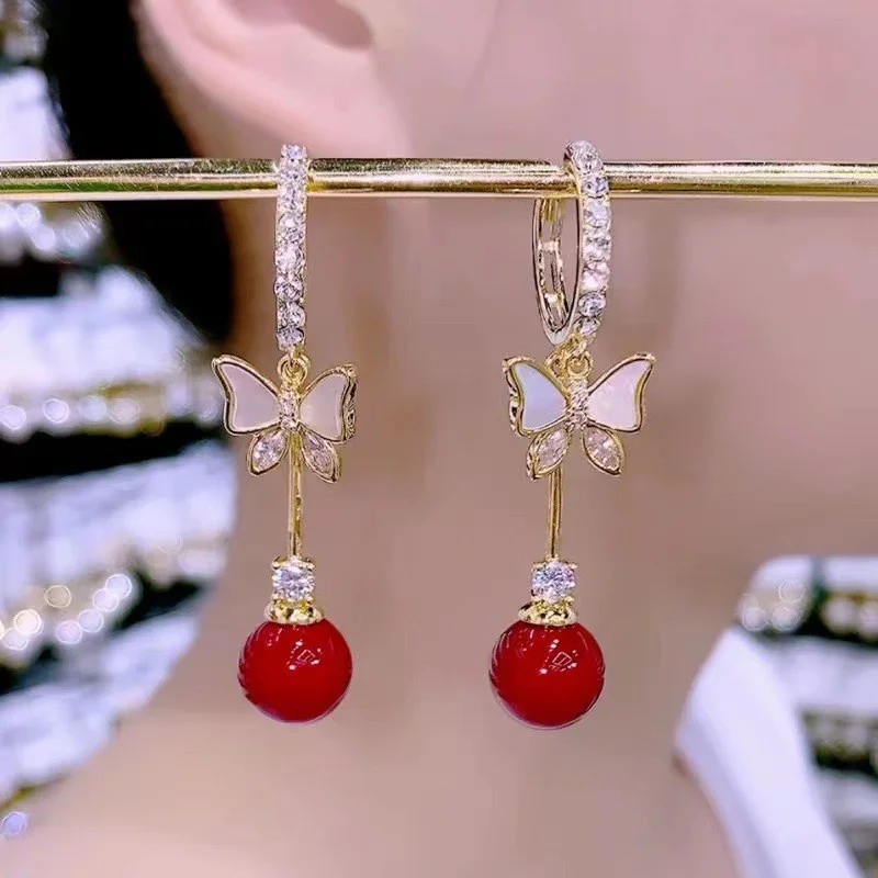Romantische lila Schmetterling Tropfen Ohrringe für Frauen glänzende Strass Kristall lange Quaste Ohrringe zarte Hochzeit Party Schmuck – Detail 18