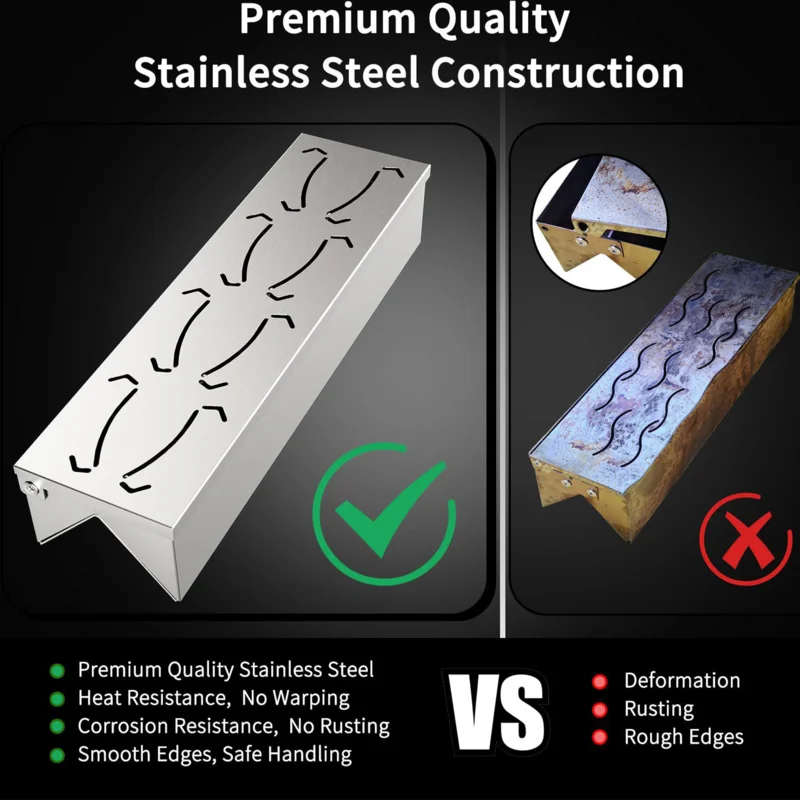 Caja ahumadora para parrilla, caja ahumadora para barbacoa al aire libre, accesorios para asar de acero inoxidable con tapa de bisagra práctica, ahumador de barbacoa de Gas