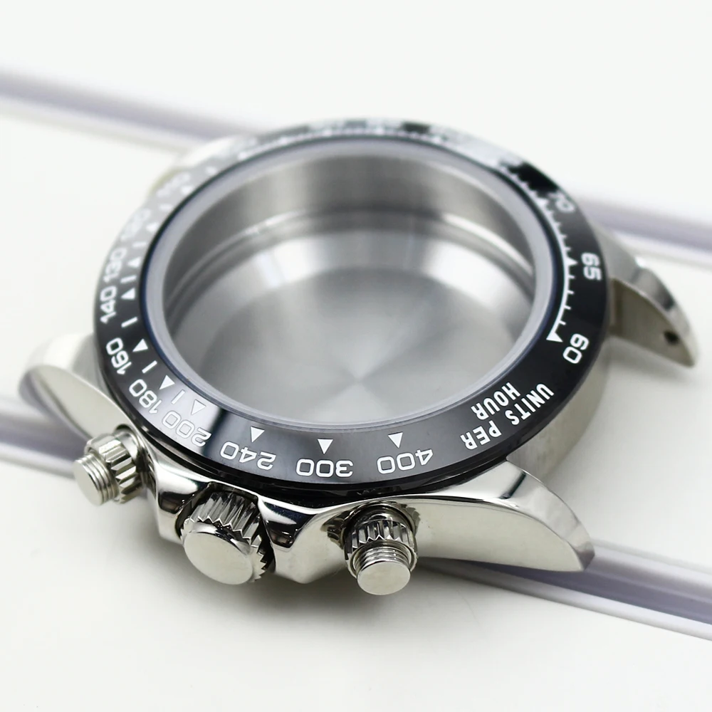 39mm Watch Case Stainless Steel Sapphire Crystal Glass Waterproof For Seiko VK63 Movement Watch Accessory 29.2MMDial For Daytona