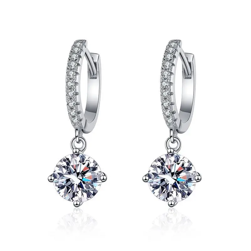 

Серьги-подвески из чистого серебра S925 с микроинкрустацией pt950