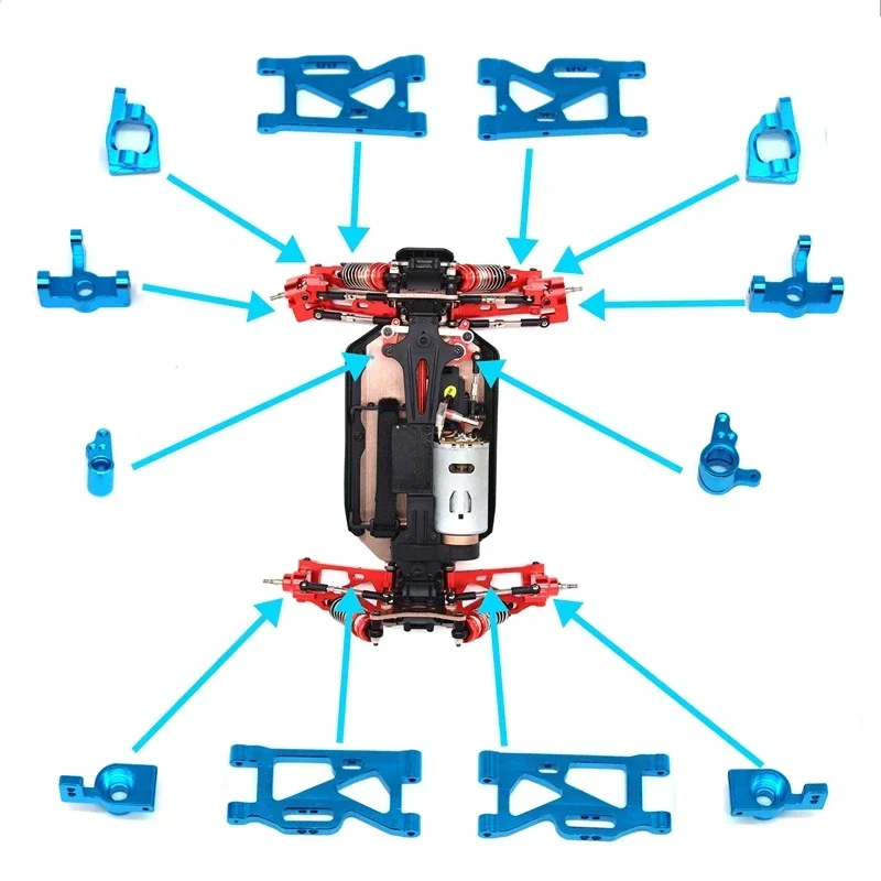 Voor Wltoys-S 1:14 144001 Rc Auto Upgrade Onderdelen Metalen Stuurarm Basis C Achternaaf Stoel Servo Trekstang