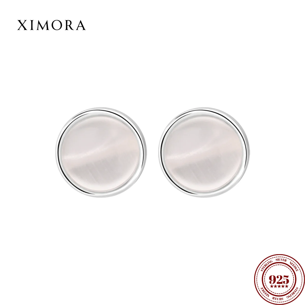 

XIMORA S925 Sterling Silver Cat's Eye Stone Stud Earrings for Women Niche Luxury Minimalist Design Versatile Screw-Back Ear Stud