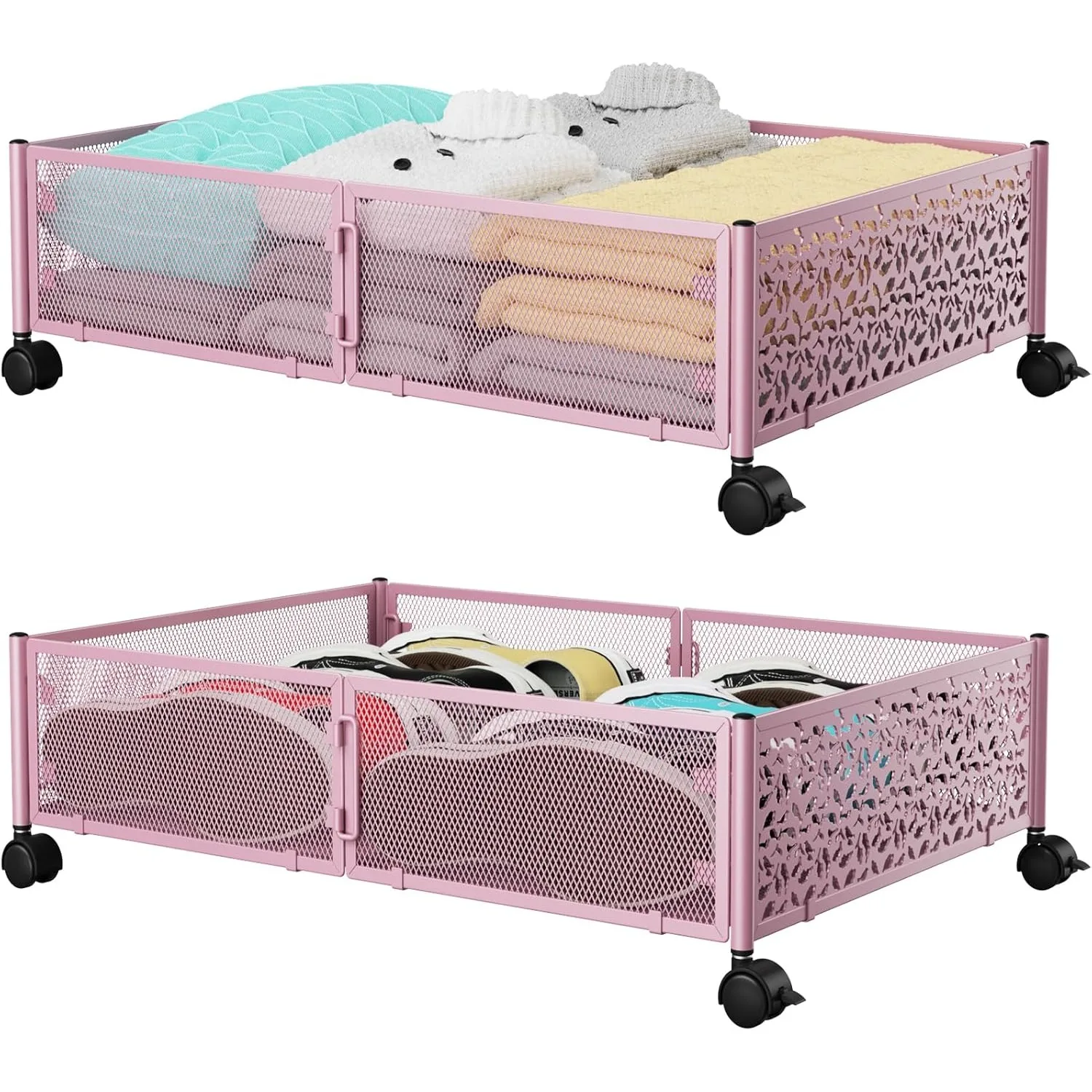 

Under the Bed Storage Containers with Wheels, Under Bed Storage, Under Bed Shoe Storage Organizer Drawer, Tool-free Assembly