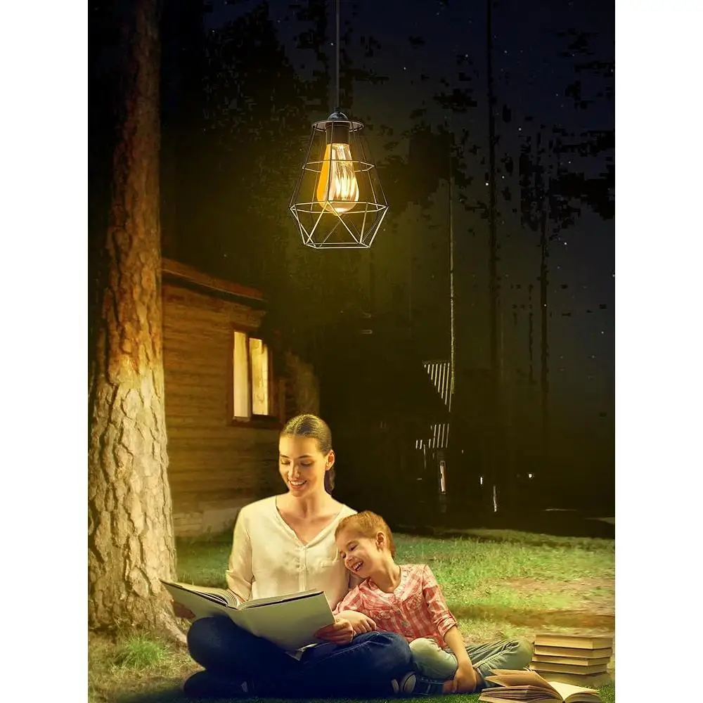 Solar Pendant Lights Remote Control Solar Powered Shed Light 4000mAh Rechargeable Battery Long Lasting Brightness Adjustable