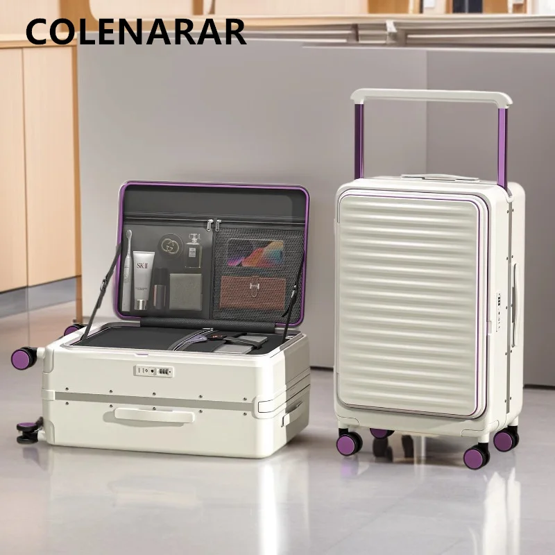 COLENARA Laptop Suitcase Front Opening Boarding Case USB Charging Trolley Case 20