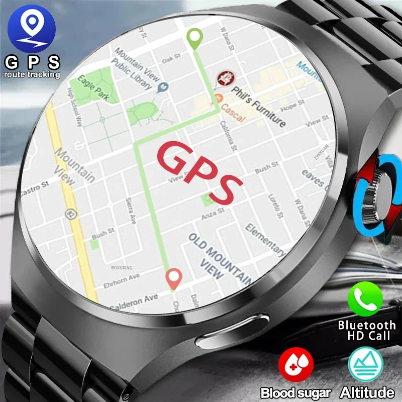 GT4 Pro-reloj inteligente para hombre, dispositivo con monitor de ritmo cardíaco, GPS, Pantalla AMOLED x 360 de 2023, HD, Bluetooth, llamadas, para