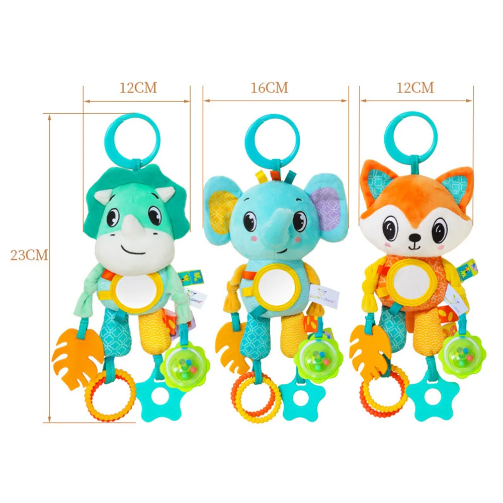 รถเด็กที่นั่งของเล่นเด็กแขวนของเล่นรถเข็นเด็ก Crib GYM หรือ CarSeat พร้อม Teether Rattle & Tummy Time Mirror Sensory ของเล่นของขวัญ