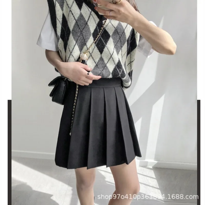 

Новая женская юбка-трапеция JK из шерсти цвета хаки, осенне-зимняя, в клетку, с завышенной талией, облегающая, в стиле преппи, модная, 2026 года