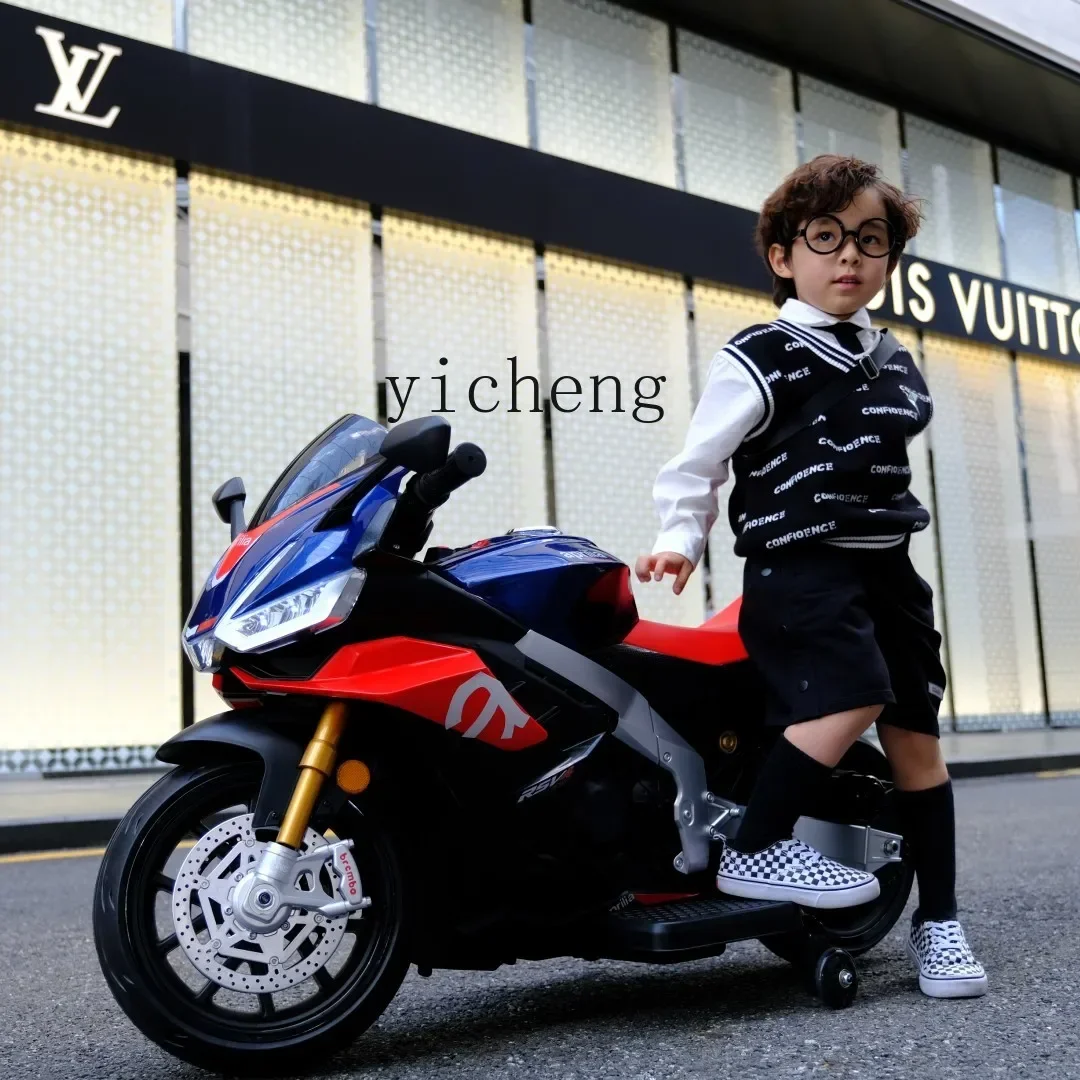 Tqh Kinder-Elektroauto, kann doppelte Männer und Frauen ab 3 Jahren sitzen, Baby-Kind-Lademotorrad-Spielzeug