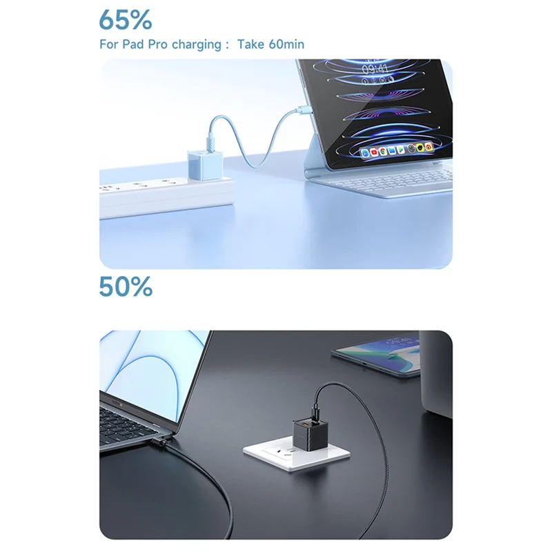 

ABEP-MCDODO 33W Crystal Series Gallium Nitride Gan A+C Dual Port Compact PD Fast Charging Mobile Phone Charger with US Plug,Blac