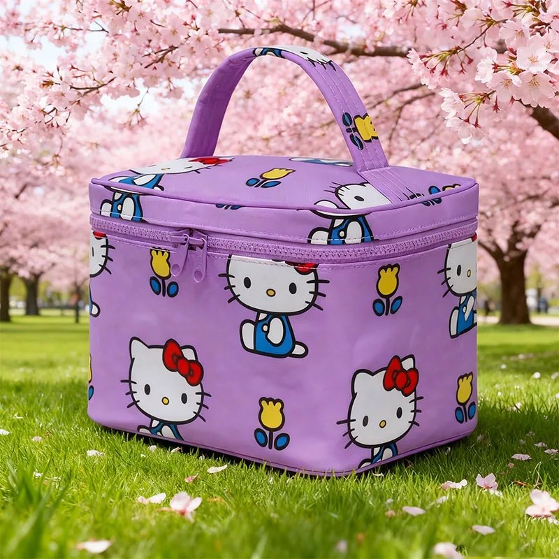Nueva Bolsa de Almacenamiento Sanrio Hello Kitty, Bolsa de Belleza y Cuidado de la Piel de Gran Capacidad, Estilo Coreano, Regalo para Amigos, Diseño de Anime