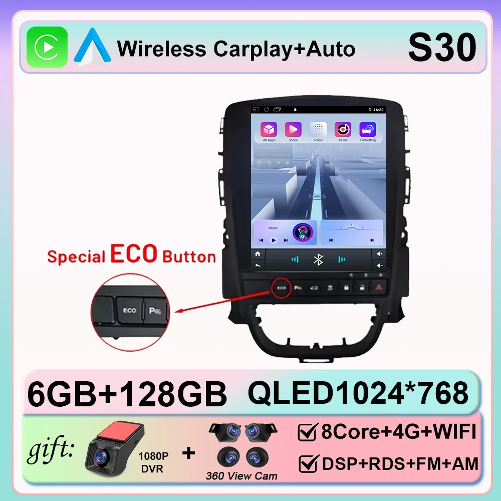 Android 16 Carplay voor Opel Astra J Cascada Buick Verano Excelle 2009-2015 Autoradio Auto Navigatie Multimedia Speler