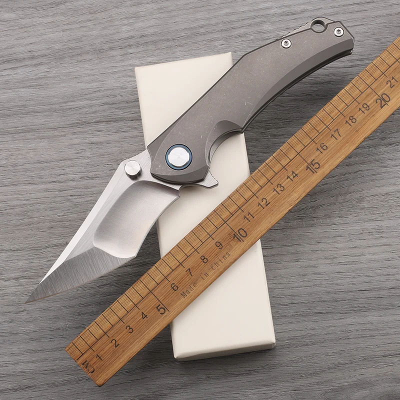 M390 Steel Sheet Titanium Alloy Handle Folding Knife High Hardness Outdoor Camping Tactical Self-defense Survival Portable Tool