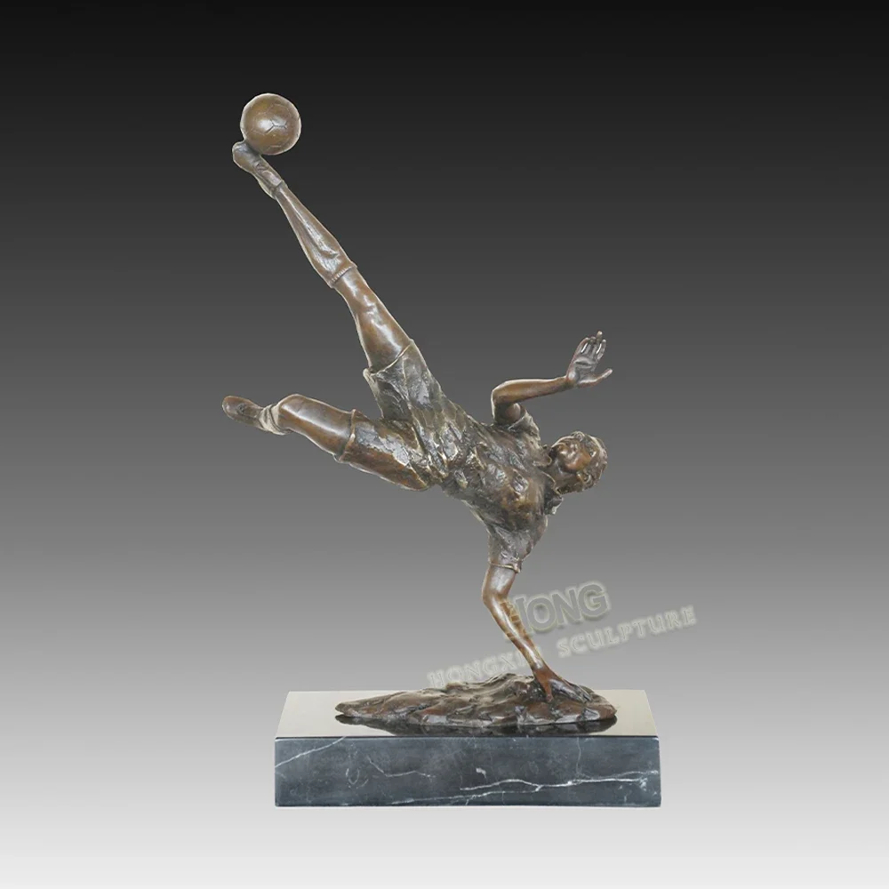 Modern Art Bronze Football Man Statue Famous Bronze Football Sculpture Cast Sport Crafts For Home Decor Gorgeous Ornament Gifts