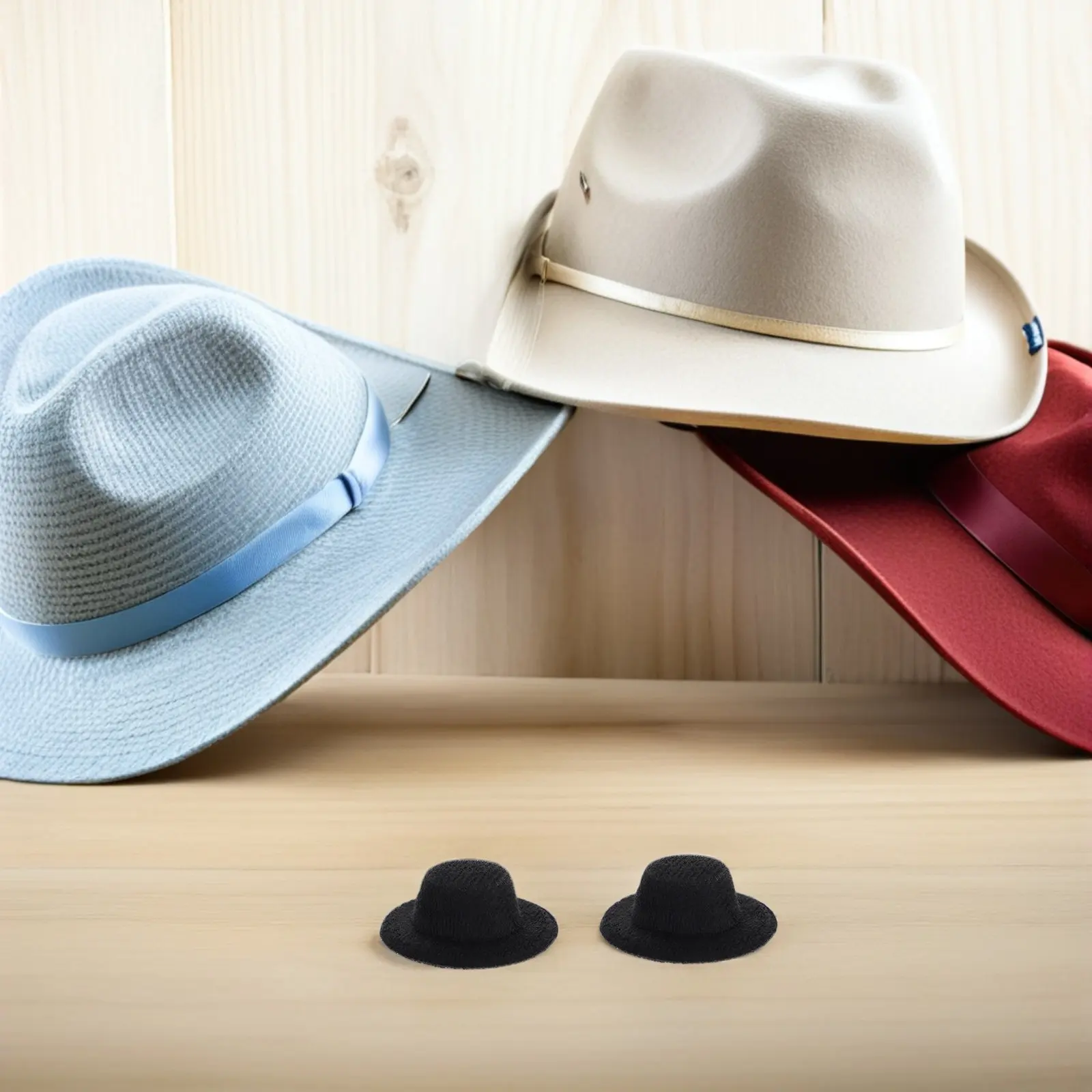 40個のミニ帽子 クラフト用：ミニフォーマルハット ブラック - DIYクラフトやパーティーデコレーション用ミニチュアキャップ - ドールハウスミニチュア