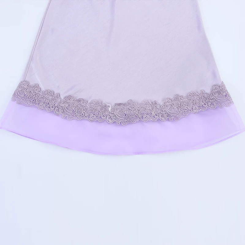 

2025 Summer New Sle Women's Satin Organza Lace Patchwork Diagonal Cut Skirt Street Sle A-Line Midi Skirt Polyester