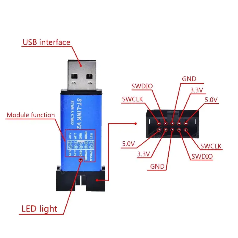 1 قطعة ST LINK Stlink ST-Link V2 Mini STM8 STM32 محاكي تنزيل مبرمج البرمجة مع غطاء A41/لاردوينو