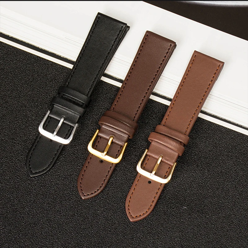 

Black Brown Watch Strap with PU Leather Strap 12mm 14mm 16mm 18mm 20mm 22mm Suitable for Both Men and Women