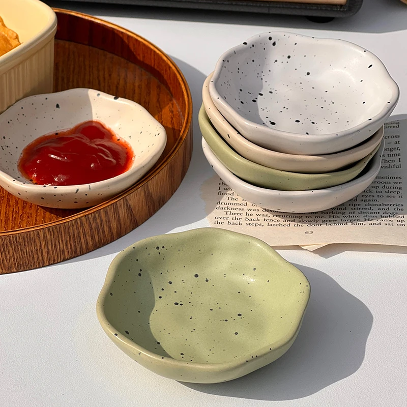 Ceramic Dish Fashionable Splash-Ink Hotel Restaurant Homehold Porcelain Hot Pot Pepper Tomato Sauce Condiment Vinegar Dishes