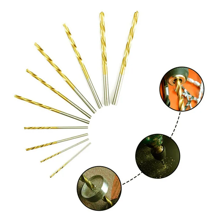 50 pezzi punte da trapano rivestite in titanio Set di punte da trapano in acciaio ad alta velocità per fori di perforazione lavorazione del legno fai da te 1/1.5/2/2.5/3mm utensili elettrici