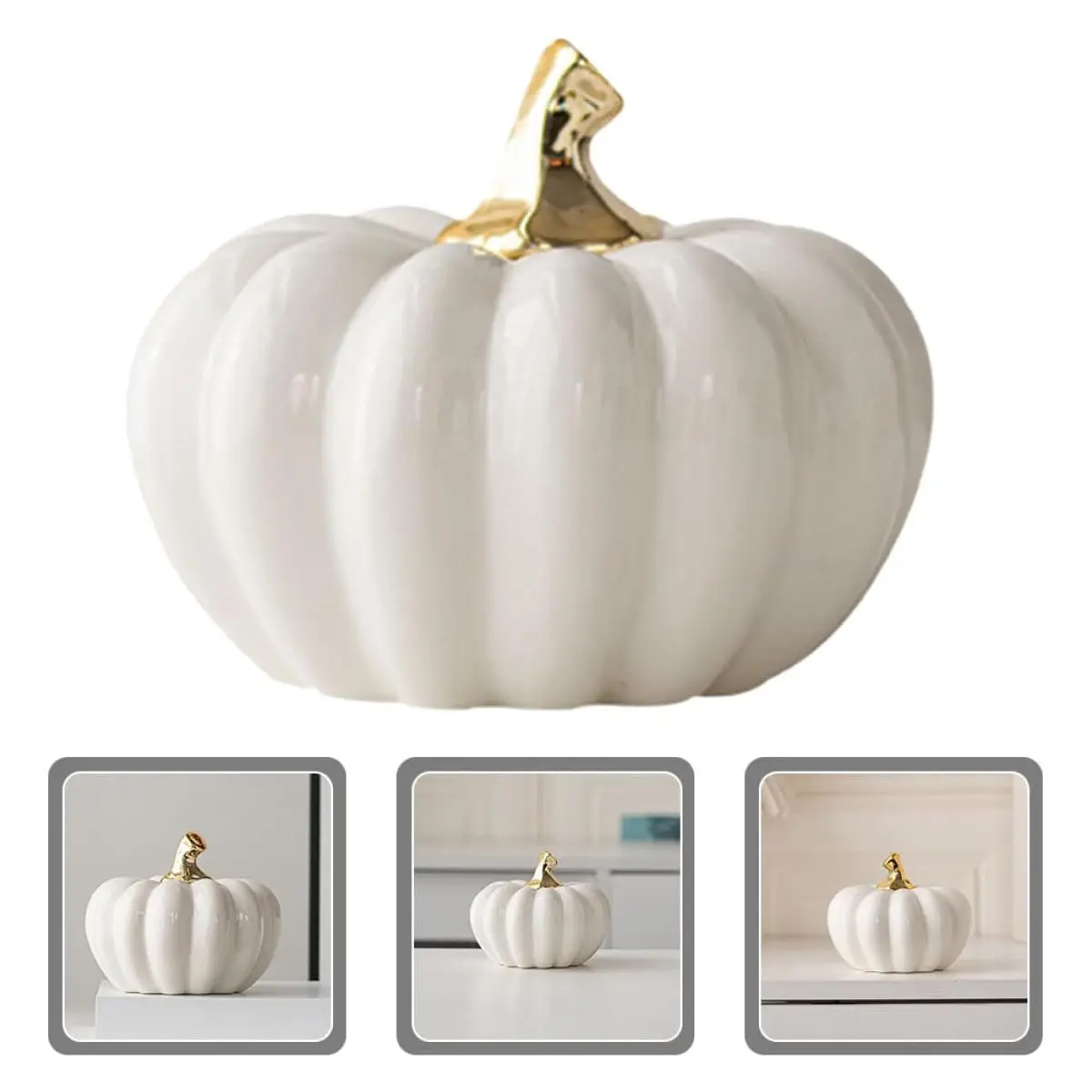 Delicate Ceramic Pumpkin Table Decor Halloween Party Accent Fall Home Decoration Simulation Pumpkin Ornament Desktop Table