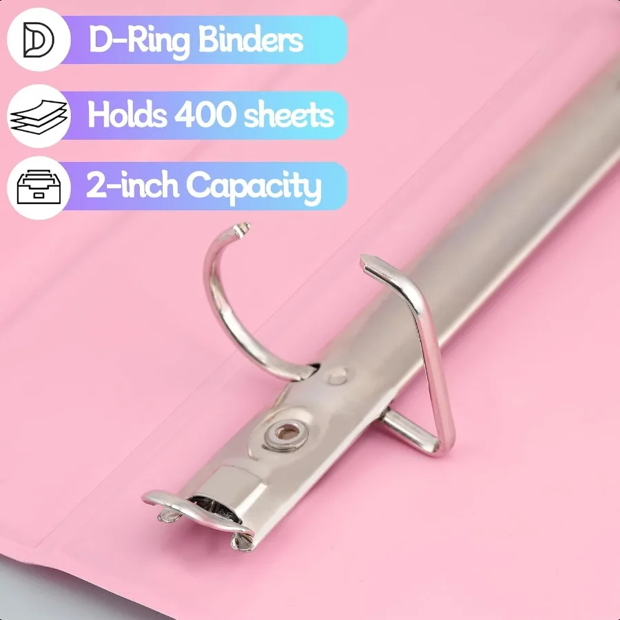 Durable 3 Ring Binder 2 Inch Economy 4 Pack Each Holds 540 Sheets DRing Presentation View Binders for Office School Home Pastel