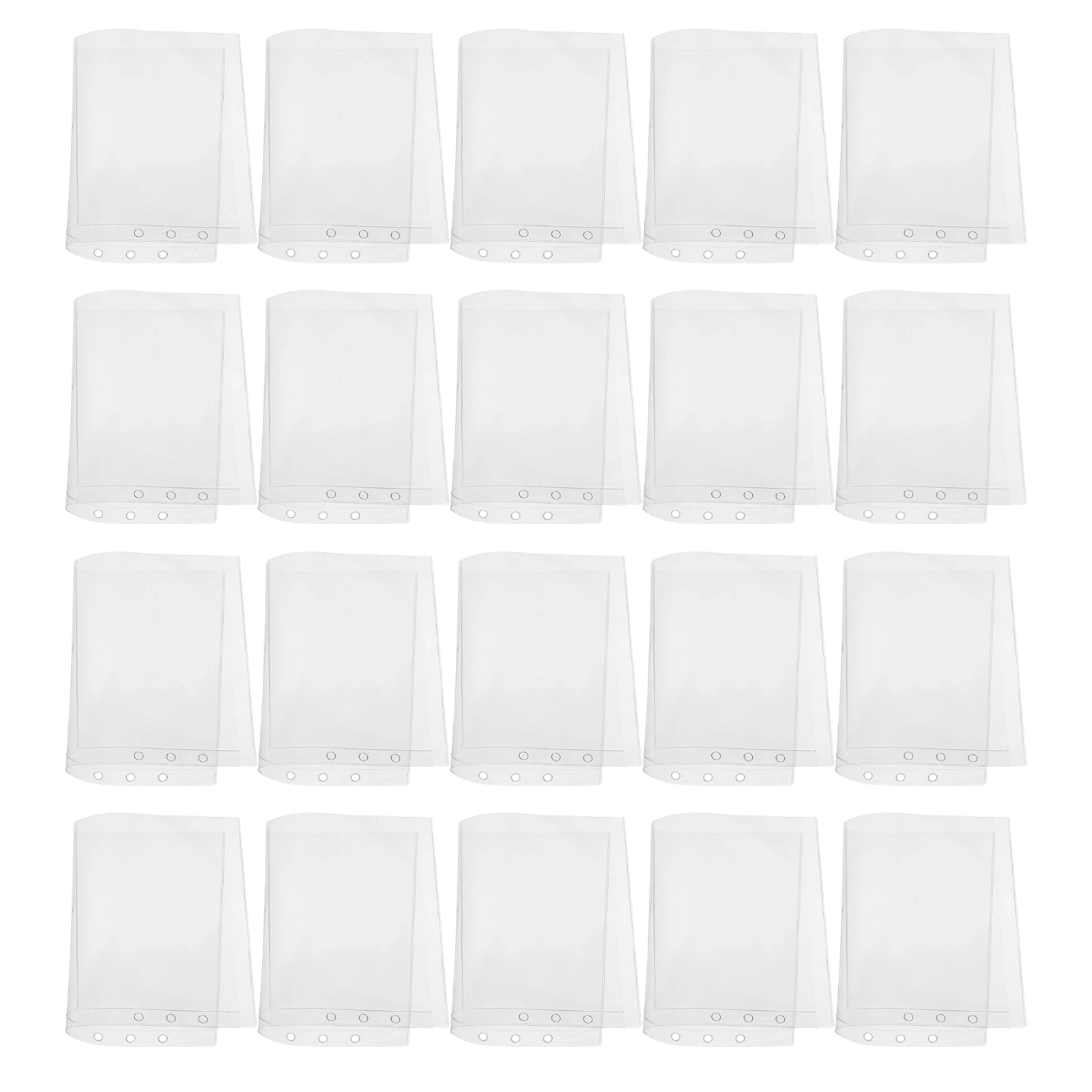 

20pcs Transparent Pocket Binder PVC Clear Planner Cover for Receipts Storage Large Capacity Document Bag File Organizer