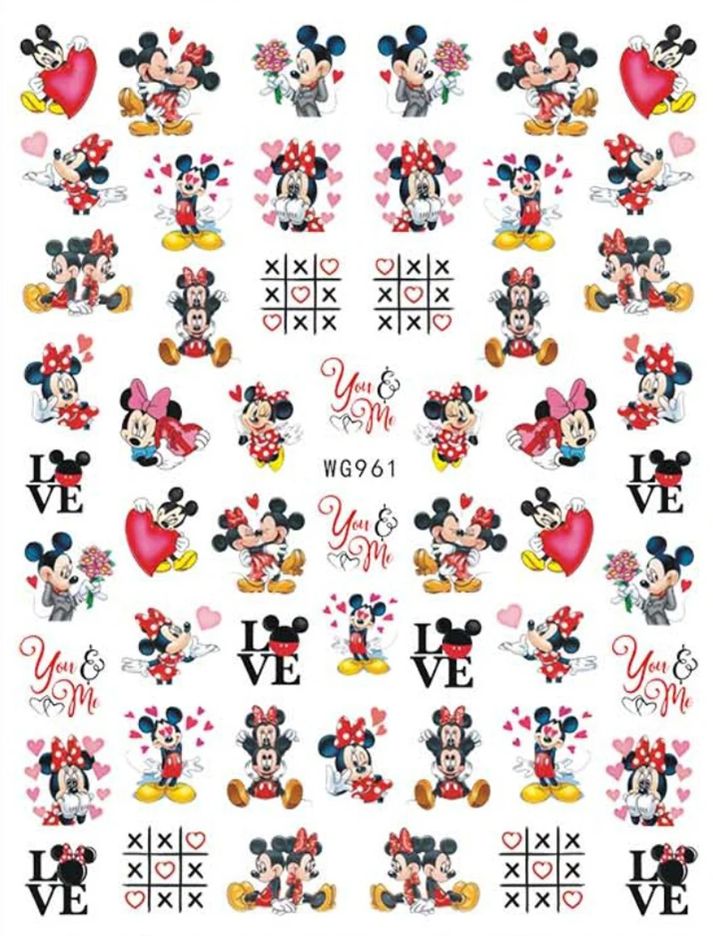 1PCS Disney New Cartoon Mickey Mouse Nail Stickers Nail Art Decoration Stitch Disney Princess 3D Stickers Nail Art Accessories