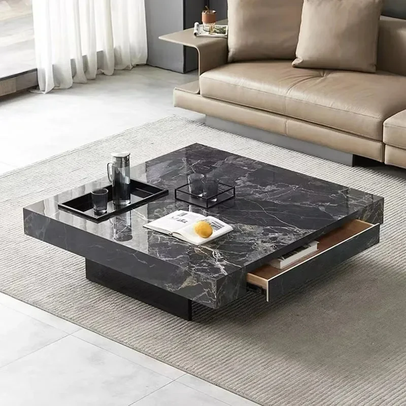 

Modern Coffee Table Top Living Room Rectangular Stone Marble Top Coffee Table Italian Luxury Muebles Para ElHogar Furniture