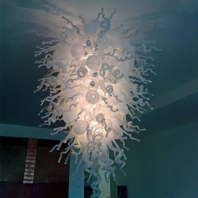 Lovely White Pendant Lamps Hand Blown Glass LED Chandelier Large Big Home Decor Lamp