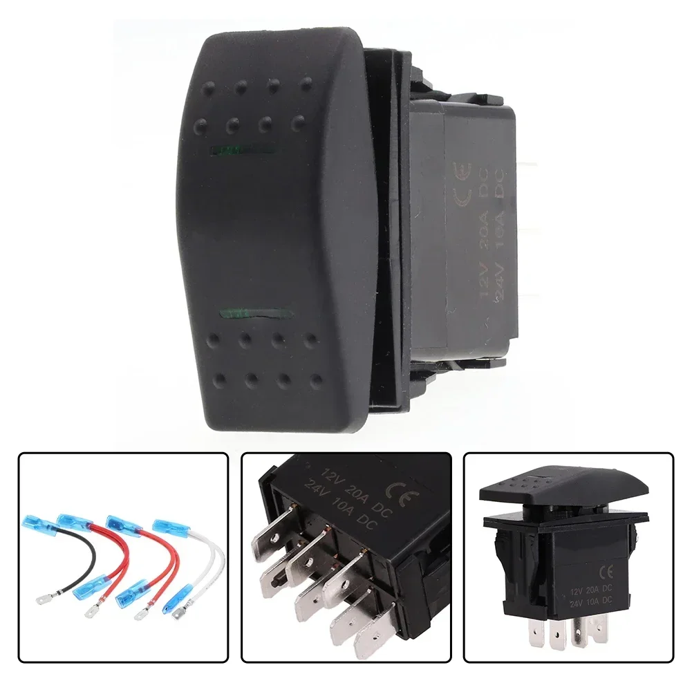 Switch Rocker Switch 12V/20A 7Pin DPDT Bipolar Double End DPDT Switch Green LED Light Momentary Rocker Switch High Quality