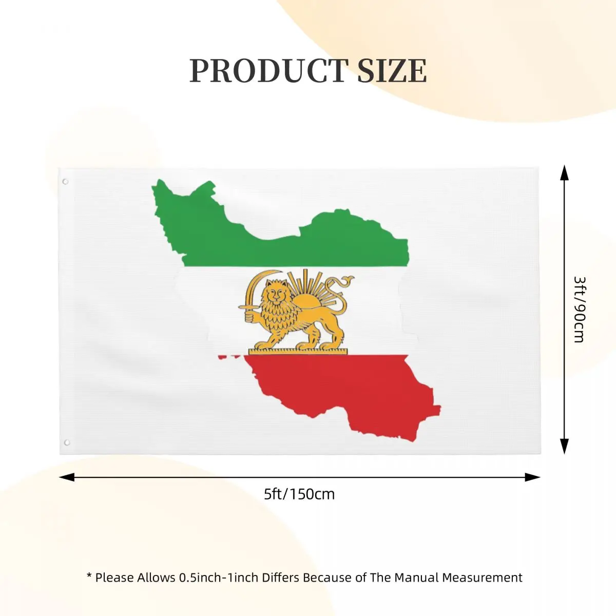 90X150cm Iran Map Lion And Sun Flag For College Dorm Room Bedroom with 2 Grommets for Hanging Design Flags Banner