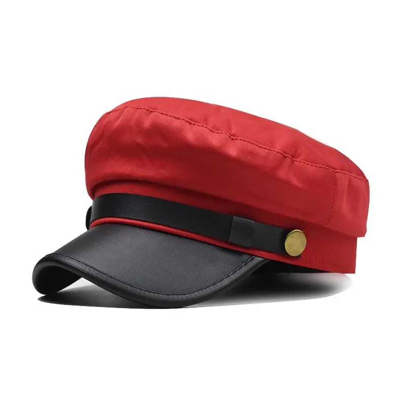 Chapeau de Marin en Cuir PU pour Homme et Femme, Vintage, Noir, Voyage, Étudiant, Casquette de Capitaine, Haut pio, Nouvelle Collection Automne 2024