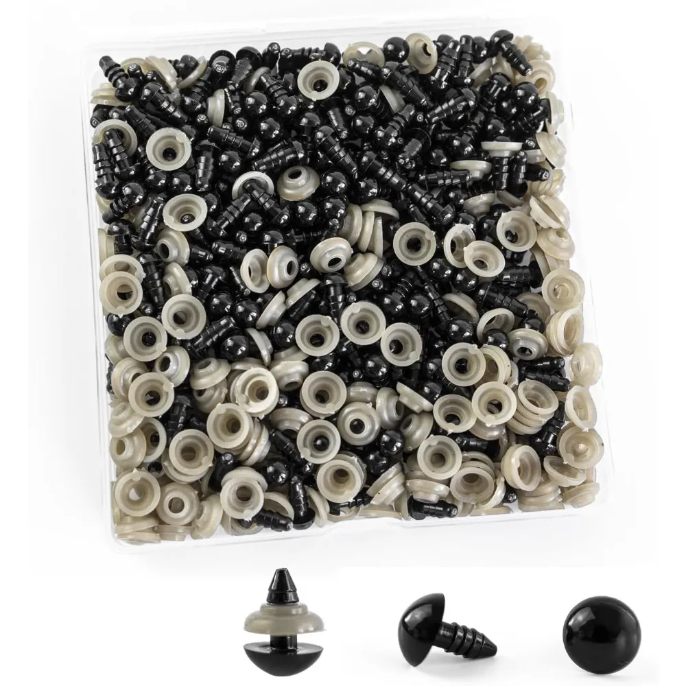 

600pcs 6mm Black Plastic Safety Eyes with Washers for Amigurumi Crochet Stuffed Animals Doll Making Craft Supplies
