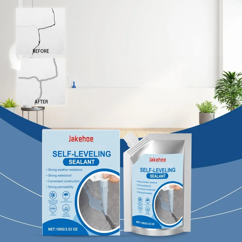 Water‑resistant Coating Self‑leveling Sealant, Auxiliary Waterproof Base Material Protective Adhesive for Both Indoor and Outdoor Use