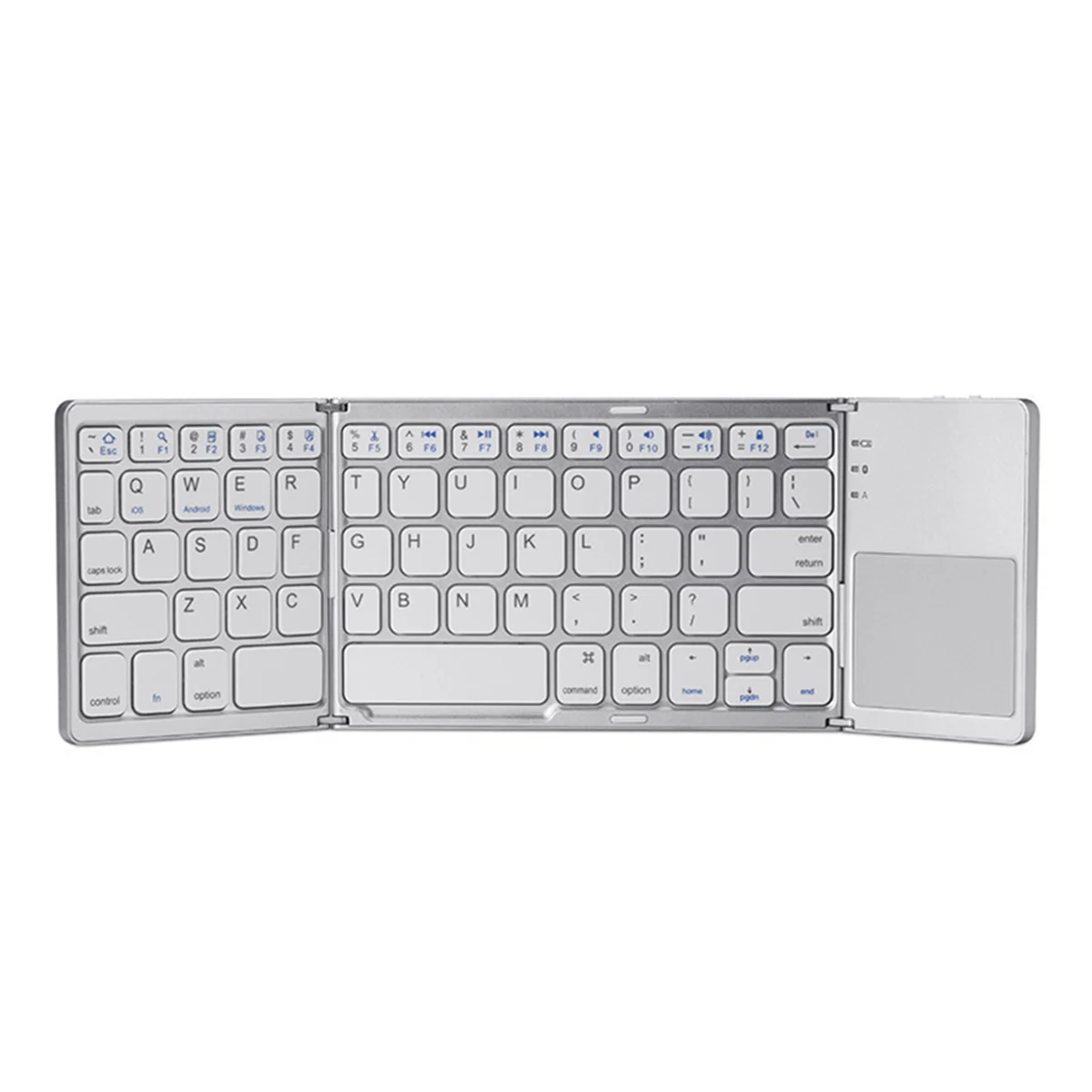 Mini Tri-Fold Wireless Bluetooth Keyboard Portable Universal Keyboard Mouse Touch Keyboard for IOS Android Windows White