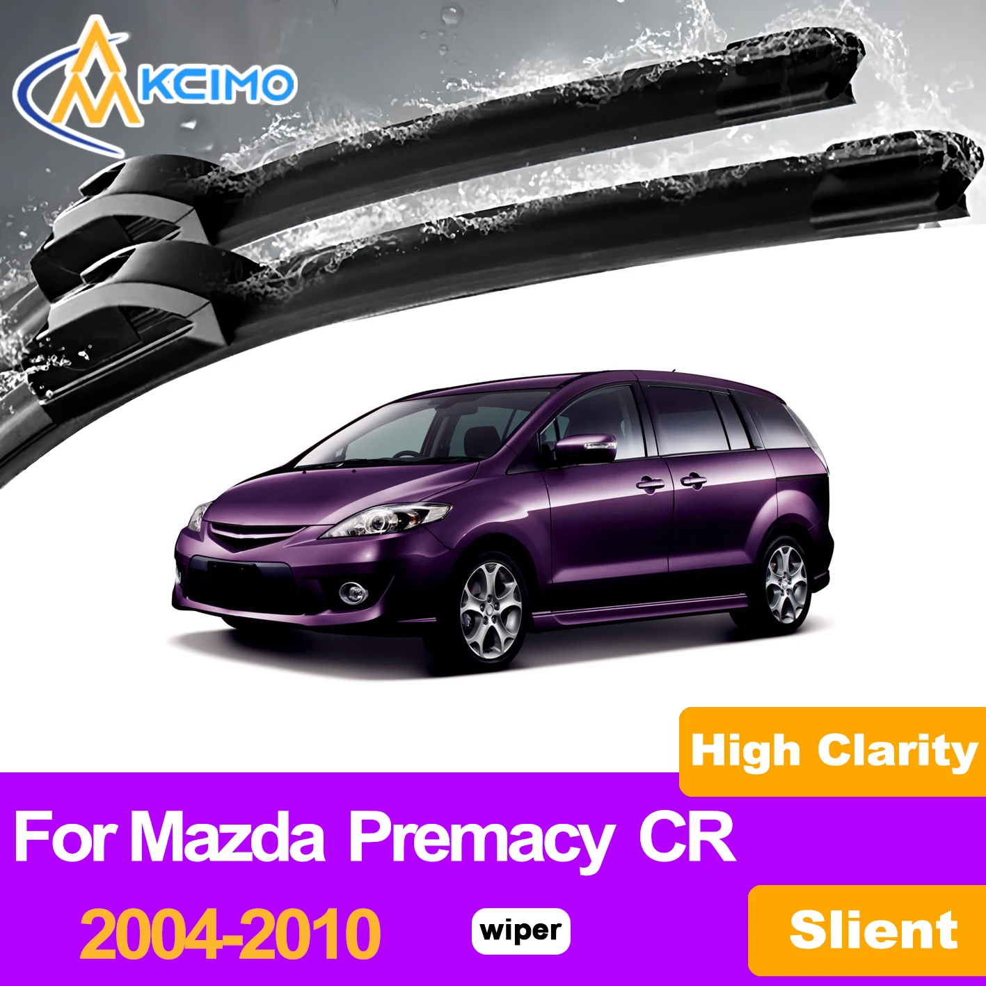 

KCIMO 2PCS Front Windshield Wiper Blades For Mazda Premacy CR 2004-2010, Premium Natural Rubber Noise Reduction Quiet Clean Wipe