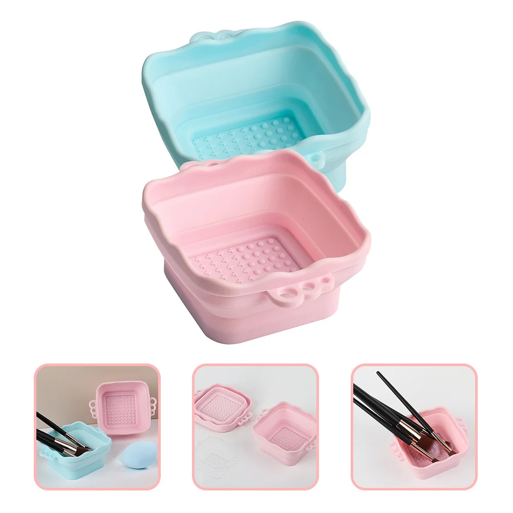 2Pcs Makeup Brush Cleaner Mat Foldable Design Effective Cleaning Pads for Women Makeup Brush Cleaner Mat