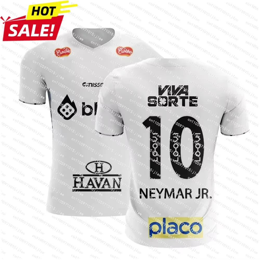 24/25 رقم المنزل. 10 جيرسي الأبيض البرازيلي نيمار الرياضة سانتوس كرة القدم الزي الرسمي مجموعة مريحة للتنفس في الهواء الطلق القمم الرياضية