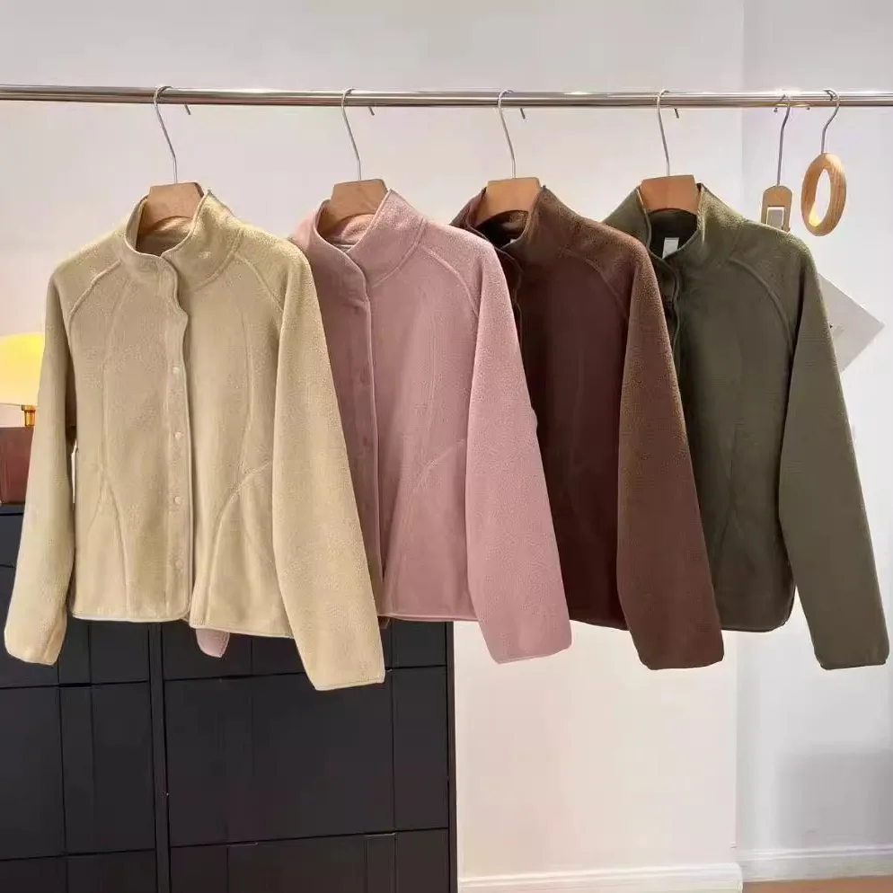 

Женская повседневная тонкая куртка из флиса, новая осенняя модель, ветрозащитная теплая верхняя одежда из полиэфирного волокна, с длинными рукавами, на пуговицах