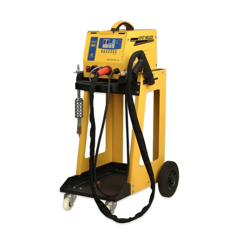 Model 90E Yellow Cart-Based Spot Welder Machine - Auto Dent Puller with Custom Voltage for Car Body Repair